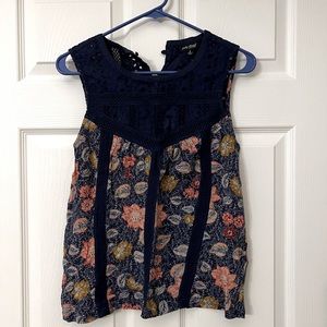 Lucky Brand Floral Eyelet Sleeveless blouse